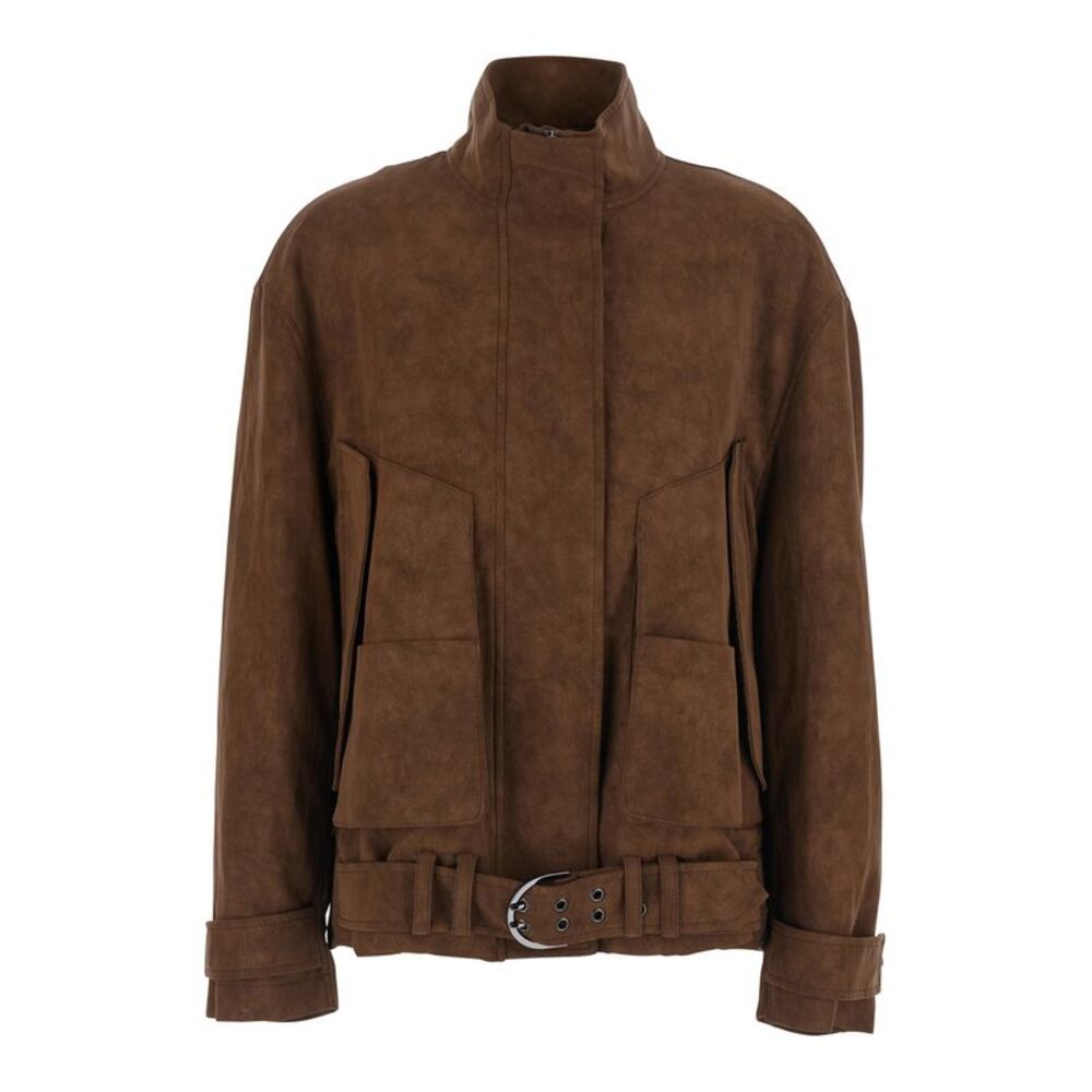 Rame Women Coat With Notched Revers And Long Sleeves In Tech Fabric Brown Women